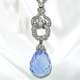Edwardian Sapphire Briolette Drop Necklace