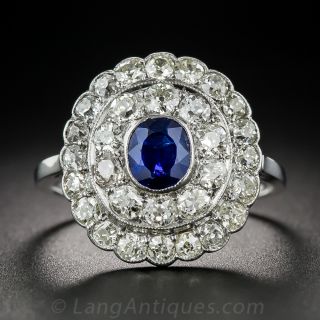 Edwardian Sapphire Diamond and Platinum Ring