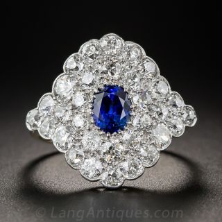 Edwardian Sapphire Diamond Dinner Ring - 1