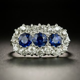 Edwardian Sapphire Trio and Diamond Ring - 2