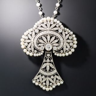 Edwardian Seed Pearl and Diamond Bow Brooch/Necklace - 3