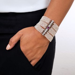 Edwardian Seed Pearl Bracelet with Ruby and Diamond Clasp