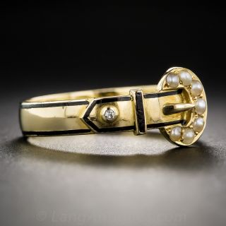 Edwardian Seed Pearl Buckle Ring