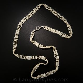 Edwardian Seed Pearl Necklace with Diamond Clasp