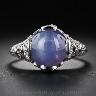 Edwardian Star Sapphire Platinum and Diamond Ring