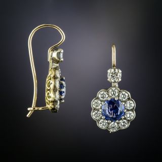 Edwardian Style 1.32 Carat Total Weight Sapphire and Diamond Earrings