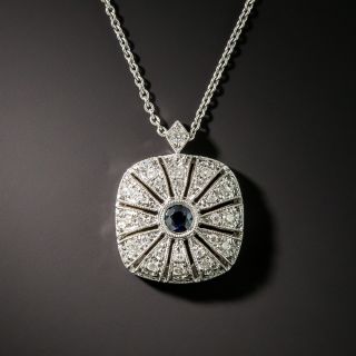 Edwardian Style .14 Carat Sapphire and Diamond Pendant - 1