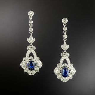 Edwardian-Style 18K Sapphire and Diamond Earrings - GIA - 2
