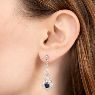 Edwardian-Style 18K Sapphire and Diamond Earrings - GIA