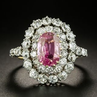 Edwardian-Style 2.00 Carat No-Heat Pink Sapphire and Diamond Ring - 3