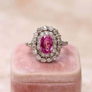 Edwardian-Style 2.00 Carat No-Heat Pink Sapphire and Diamond Ring