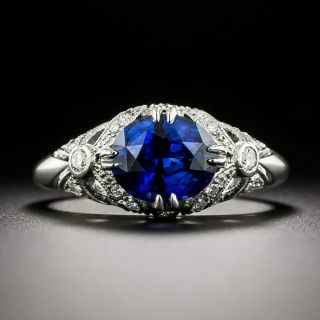 Edwardian-Style 2.50 Carat Sapphire and Diamond Ring - GIA  - 2