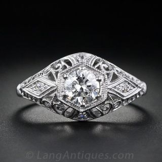 Edwardian Style .47 Carat Diamond Engagement Ring
