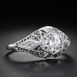 Edwardian Style .47 Carat Diamond Engagement Ring