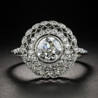 Edwardian Style .91 Diamond Platinum Engagement Ring - GIA I VS2