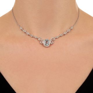 Edwardian-Style Aquamarine and Diamond Necklace
