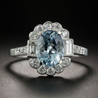 Edwardian Style Aquamarine and Diamond Ring