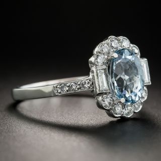 Edwardian Style Aquamarine and Diamond Ring