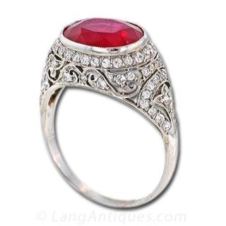Edwardian Style Burmese Ruby and Diamond Ring