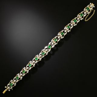Edwardian-Style Cabochon Emerald and Diamond Bracelet - 2