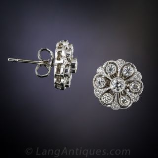 Edwardian Style Diamond Cluster Earrings