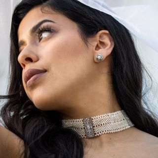 Edwardian-Style Diamond Cluster Stud Earrings