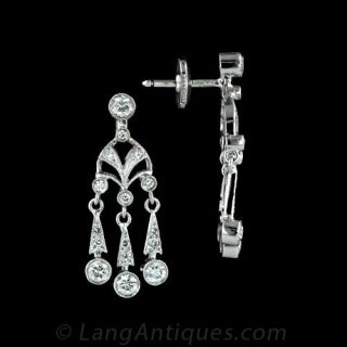 Edwardian Style Diamond Dangle Earrings