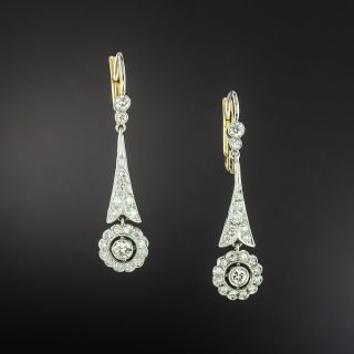 Edwardian Style Diamond Drop Earrings - 2