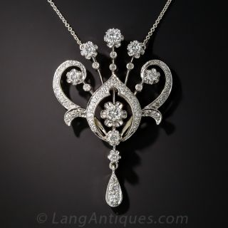 Edwardian Style Diamond Pendant Necklace
