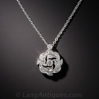 Edwardian Style Diamond Pendant with Chain