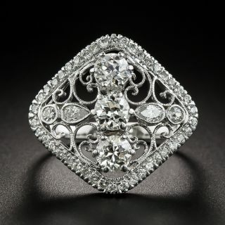 Edwardian Style Diamond Scroll Motif Dinner Ring - 2