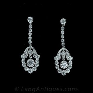 Edwardian Diamond Gold Earrings 