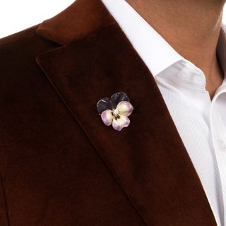 Edwardian-Style Enamel Pansy & Diamond Brooch by Somers-Ernst Co.
