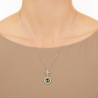 Edwardian-Style Fleur-de-Lys Diamond and Peridot Pendant