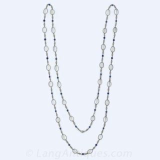 Edwardian-Style Moonstone and Sapphire Necklace