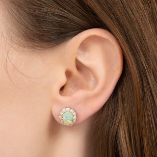 Edwardian-Style Opal and Diamond Earrings