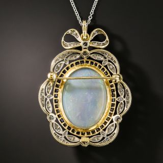Edwardian Style Opal, Diamond and Sapphire Pendant/Brooch
