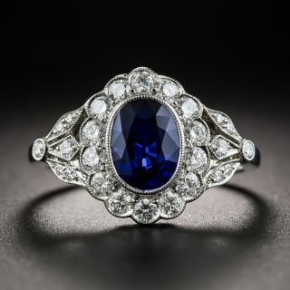 Edwardian Style Oval Sapphire and Diamond Ring