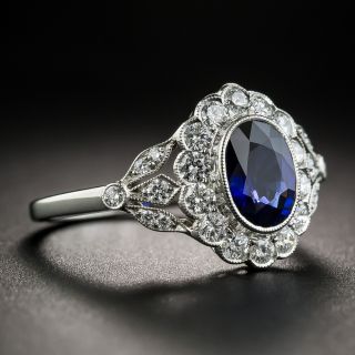 Edwardian Style Oval Sapphire and Diamond Ring