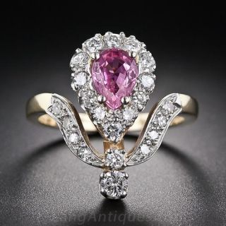 Edwardian Style Pink Sapphire and Diamond Ring
