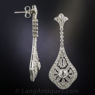 Edwardian Style Platinum and Diamond Drop Earrings