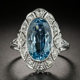 Edwardian Style Platinum Aquamarine Ring - 2