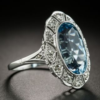 Edwardian Style Platinum Aquamarine Ring