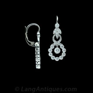 Edwardian Style Platinum Diamond Earrings