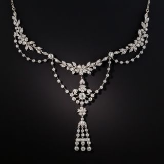 Edwardian Style Platinum Diamond Garland Necklace - 2