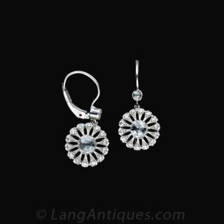 Edwardian Style Rose Cut Diamond Drop Earrings