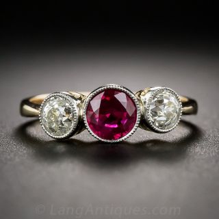Edwardian Style Ruby and Diamond Ring