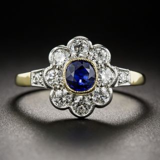 Edwardian-Style Sapphire and Diamond Cluster Ring