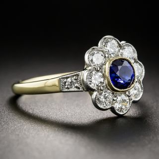Edwardian-Style Sapphire and Diamond Cluster Ring