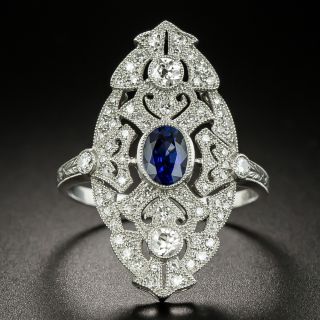 Edwardian-Style Sapphire and Diamond Dinner Ring - 1